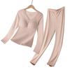 Traje Térmico Outono e Inverno para Mulheres com Bojos, Camada de Base Térmica, Tecido Escovado, Traje Térmico Antiestático