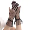 Novas Luvas Curtas de Renda com Bolinhas Pretas para Mulheres Casamento Noiva Luvas de Bolinha para Casamento Respirável Ciclismo Proteção Solar