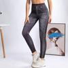 Leggings ajustados de cintura alta con estampado de mezclilla de imitación, pantalones con bolsillos falsos elásticos de cadera sexys europeos y americanos.
