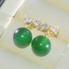 Brincos de calcidônia verde natural de alta qualidade Brincos da moda Joker fábrica de ágata de jade atacado