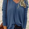 En stock 2025 Suministro transfronterizo Europa y América wish Comercio exterior Amazon Otoño/Invierno Top de punto con cuello en V para mujer Camiseta Camisa de manga larga