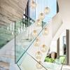 Escalera nórdica, dúplex, villa hueca, sala de estar, moderna, sencilla, personalizada, luz de cristal, lujo, lluvia de meteoritos, lámpara de araña larga