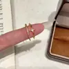 Anillo de Doble Capa Nuevo Estilo Coreano Serpiente Pequeña Estrella de Cuatro Puntas, Moda Sencilla de Nicho, Lujo Ligero, Versátil, Anillo Abierto Ajustable