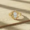 Anillo de Plata S925 Chapado en Oro con Hiedra Envuelta y Moissanita en Forma de Marqués, con Elegante Diseño Clásico, Brillante y Moderno, un Éxito de Ventas en Amazon