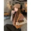 Conjunto de Estilo Coreano Marrón de Cuello Alto sin Mangas de Punto para Mujer Otoño Único Exquisito Ceñidor de Cintura Patchwork Top Pequeño Conjunto de Dos Piezas