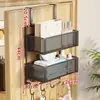 Estante de almacenamiento para colgar en la puerta con ganchos, estante de almacenamiento multicapa para detrás de la puerta del dormitorio, cesta de almacenamiento colgante sin taladro para detrás de la puerta de entrada, tipo oculto