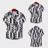 Camisa de Verão Personalizada para Comércio Exterior, Tamanho Europeu, Gola Cubana, Estampa Digital de Flores Tropicais, Manga Curta Casual para Homens na Praia