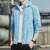 Ropa de Protección Solar para Hombre Verano Transpirable Seda de Hielo Ropa para la Piel Holgada Cuello Vertical Secado Rápido Chaqueta Refrescante de Manga Larga