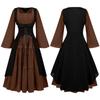 Vestido longo de renda com gola quadrada e manga bufante para mulheres europeias e americanas, vestido vitoriano