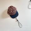 Sombrero de Tendencia Handsome de Corea del Sur Plaid de Contraste Gorra de Visera Plana Sombrero para Niños Padre-Hijo Adulto