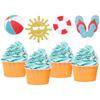 Zapatillas creativas de pelota de playa, anillo de natación, tarjeta de pastel de 4 piezas, decoración de fiesta de playa de verano, tarjeta de pastel