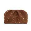 Bolso de Clutch con Estampado de Leopardo Retro, Plisado y Tachonado, Moda Otoño 2026, Versátil, Moderno, Simple, Casual, Elegante