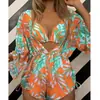 Traje de baño europeo y americano de tres piezas con estampado personalizado para mujer, Moda transfronteriza de Amazon y Aliexpress, Elegante y Sexy