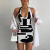 Primavera y verano 2022 Amazon Europeo y Americano Comercio Exterior ropa de mujer color de contraste sexy cuello halter V vestido suéter tubo mujer