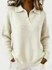 Suéter holgado de punto para otoño e invierno con cuello vuelto, camiseta de punto informal versátil con cuello en V, moda femenina transfronteriza europea y americana de Amazon