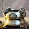 Cuenco de Tesoro de Latón Atractor de Riqueza con Cuatro Bestias Míticas y Sapo Dorado, Decoración para el Hogar, Decoración de Oficina