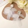 Estilo Dulce y Femenino para Vacaciones Tul Hojas Borla Perlas de Arroz Racimos de Flores Pendientes DIY Accesorios para el Cabello Accesorios para la Ropa
