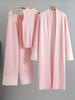 Conjunto Tricotado Europeu Transfronteiriço de Temperamento Preguiçoso Feminino Novo Conjunto de Três Peças: Colete Suéter Cardigan Calça Wide Leg