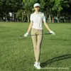 Top de golf de secado rápido para mujer, pantalones largos de manga corta de verano, pantalones ligeros para mujer, transpirables, alta elasticidad, pantalones ajustados para mujer