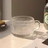 Tigela de café da manhã de aveia em relevo de girassol de alto valor com colher copo de vidro tigela de cereais de leite de grande capacidade