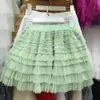 Saia de Malha em Camadas Slimming de Cintura Alta Nova Primavera/Verão 2026 Cruzada Doce Feminina Saia Evasê