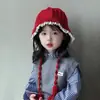 Sombrero de Punto con Borlas y Encaje de Moda para Niños Otoño e Invierno Fresco Dulce Niña Sombrero de Punto Sombrero para Bebé con Lazo para Protección de Orejas Moderno