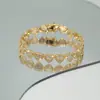 Pulseira Hip Hop Europeia e Americana em Prata Esterlina 925 Conjunto de Pulseiras em Formato de Coração Zircônia Corrente Tennis em Formato de Coração Sensação de Alto Padrão