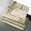 Pantalones de Seda Helada Finos de Verano para Hombre de Papá, Pantalones de Negocios de Alta Elasticidad, Pantalones Largos Deportivos Casuales de Secado Rápido, Talla Grande