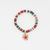 Joyería Transfronteriza Europea y Americana Navidad Pulsera de Cuentas de Arcilla Polimérica Suave Regalo Pulsera de Papá Noel Pulsera de Contraste de Color Festivo
