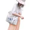 Bolsa de Lona com Zíper Estilo Novo 2025 Letra Grande Capacidade Bolsa de Lona Estilo Coreano Retrô Simples Artística Bolsa de Lona Feminina para Compras