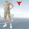 Conjunto de Duas Peças Masculino para Corrida de Secagem Rápida, Regata Sem Mangas, Roupa para Treinamento Físico, Camisa de Basquete, Regata de Verão com Shorts, Em Estoque