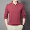 Camisa Polo de Manga Larga con Media Cremallera Estilo Minimalista Japonés de Otoño para Hombre, Color Sólido, Estilo Perezoso, Estética Ins, Versátil, Top con Cuello
