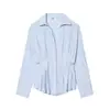 Comércio Exterior 2026 Outono Nova Roupa Feminina Estilo Europeu e Americano Simples Versátil Cor Sólida Plissada Camisa de Popeline 2110534