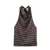 Comércio Exterior Transfronteiriço Estilo Europeu e Americano Roupas Femininas Za Aliexpress Venda Quente Moda Versátil Cetim Bolinhas Gola Halter Amarrar Top
