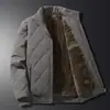 Chamarra polar transfronteriza para hombre, abrigo de algodón engrosado para otoño e invierno, cuello de béisbol, corte casual holgado, talla grande, a prueba de viento para hombres de mediana edad