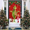 Cubierta de Puerta de Monstruo Peludo Verde Grinch Nuevo Transfronteriza Tela de Fondo Decoración de Atmósfera Cortina de Puerta Navideña Tela Colgante Cubierta de Puerta Tapiz