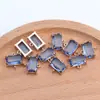 Brincos de pingente de colar retangulares de vidro colorido banhados a ouro 18K real, anel duplo, acessórios de joalheria semiacabados