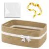 Cesta de Almacenamiento Tejida con Hilo de Algodón al por Mayor Transfronteriza, Cesta Cuadrada Decorativa para Regalo, Cesta de Almacenamiento Portátil, Cesta de Regalo de Navidad