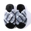 Amazon transfronterizo shein Mao Mao otoño e invierno interior felpa piso cruzado hogar zapatillas cálidas