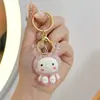 Mini coelho luminoso criativo pequeno chaveiro de joia fofo pingente de bolsa boneca ornamentos de chaveiro de carro