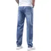 Jeans masculino de alta qualidade para primavera e outono no atacado, estilo coreano moderno, tamanho grande, solto, stretch, versátil, reto, casual, calça comprida