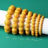 Pulsera de cuentas de la suerte de cristal natural, productos genuinos, pulsera de cinabrio de rejalgar de alta pureza para mujer, pulsera de cuentas amarillas, joyería para hombre