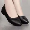 Zapatos de mujer sencillos 2026 otoño nuevo estilo zapatos planos de suela blanda zapatos pequeños de cuero cómodos zapatos de trabajo tacón bajo zapatos de mamá