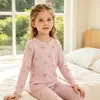 Conjunto de ropa de casa para niños de Modal Clase A de 100 piezas, estilo delgado, unisex, ropa para aire acondicionado, top y pantalones de otoño, pijama de seda helada