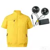 Roupas de Trabalho Casuais de Verão Resistentes ao Desgaste, Coletes Respiráveis com Ar Condicionado de Verão para Homens e Mulheres, Roupas com Ventilador de Ar Condicionado, Conjunto de Tops de Manga Curta