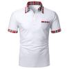 Camisa Polo a Cuadros Bloque de Color con Bolsillo de Botón para Hombre de Manga Corta, Cuello Puntiagudo, Corte Holgado, Comercio Exterior Transfronterizo de Amazon Europeo y Americano