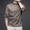 Camisa Polo de Manga Larga para Hombre, Tejido Cómodo para Primavera y Otoño, Camiseta con Cuello de Solapa Estilo Papá, Nueva Moda Casual Estilo Coreano