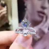 Anillo de diamante Zemo con forma de almohada de color, forma especial, diamante rosa de temperamento, dedo, moissanita, anillo de moda europeo y americano, venta al por mayor