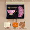 Juego de Tazas de Café de Porcelana de Hueso Lujo Ligero, Juego de Té de la Tarde de Cerámica, Juego en Caja de Regalo, Regalo de Boda, Caja de Regalo Souvenir, Retro Lujo Ligero