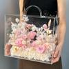520 Caixa de Presente Portátil Caixa de Flores Acrílica Transparente Cesta de Flores Flores Frescas Estilo Ins Arranjo de Atmosfera Presente Arte Floral Atacado